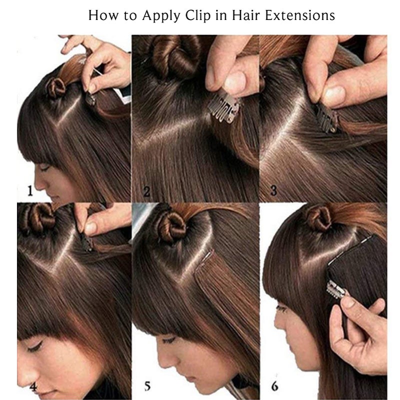Ubetta Clip in Hair Extensions Real Human Hair Clip in Extensions,20 Inch Chestnut Brown Balayage Blonde Highlights Real Hair Extensions Clip in Remy Human Hair 7 Pieces 70G Double Weft Clip ins Extensions - Image 5